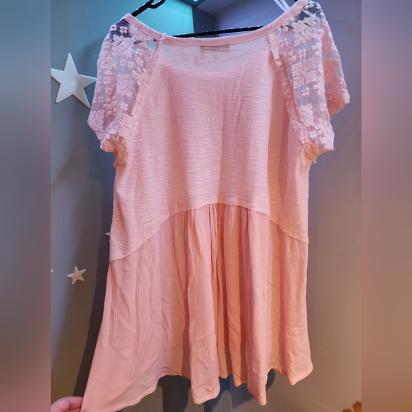 Suzanne Betro 2x Lace Short Sleeve Pink T-Shirt - Picture 3 of 5